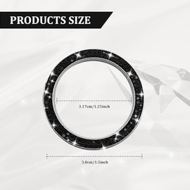 Tecledsn 2pcs Car Bling Crystal Rhinestone Engine Start Decoration Ring, Sparkling Push Start Button Sticker, Key Ignition & Knob Ring Decoration, Bling Car Interior Accessories for Women (Black)