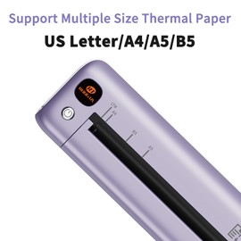 Rongta Portable Printer, F81 Bluetooth&WiFi Inkless Thermal Printer Wireless for Travel, Compatible with Android iOS Phone & Laptop, Supports 8.5" X 11" US Letter for Office, Home, Car, Purple