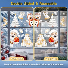 Christmas Window Stickers, Cshare 9 Sheets 3D Christmas Window Cling, Christmas Window Decal, Double Sided Stereo Static Sticker for Xmas Glass Window Shop School Decoration