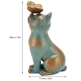 Hztyyier Cat Figurine Exquisite Details Retro Style Mottled Texture Sturdy Resin Sitting Cat Statue Garden Office Patio
