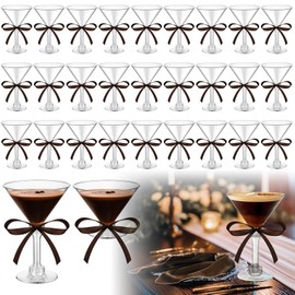 Rtteri 36 Pcs Espresso Martini Birthday Party Decor 5 oz Plastic a Tini Bit Older Party Supplies Cups with Ribbon Bachelorette Bridal Shower Decoration