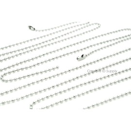 OnDepot 200 PCS HIGH QUALITY STAINLESS STEEL BALL CHAINS 30" - 2.4MM BEAD MILITARY SPEC