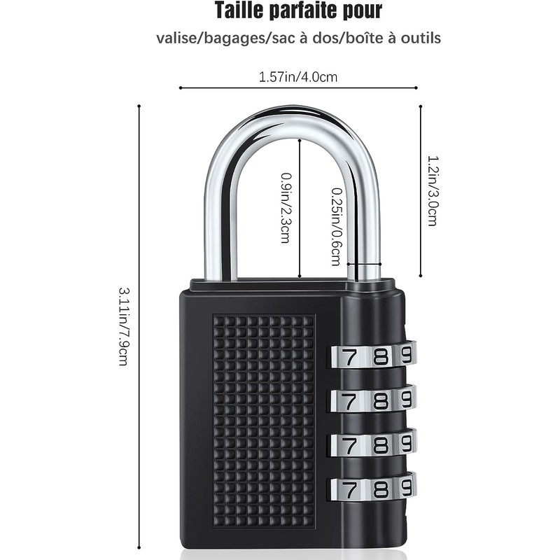 Vinabo Combination Padlock, Combination Lock, 4 Digit Combination Lock, Padlock