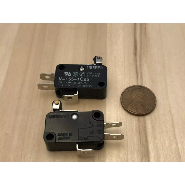 Endlessparts 2 Pieces Black V-155-1C25 MICRO SWITCH SPDT HINGE ROLLER