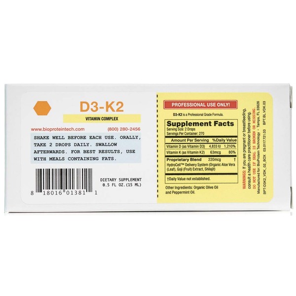 BioProteinTechnology D3-K2 by BioProtein Technology - Liquid Sublingual Vitamin D3