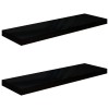 2 PCS High Gloss Black Floating Wall Shelves 31.5x9.3x1.5 Inches