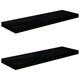 2 PCS High Gloss Black Floating Wall Shelves 31.5x9.3x1.5 Inches MDF Display Shelves Model D0100HHDIATcolor: Black1