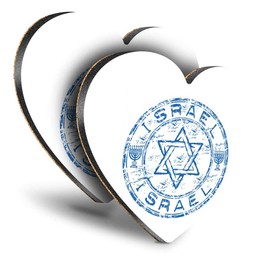 Destination Vinyl ltd Great Coasters (Set of 2) Heart - Israel Travel Stamp Flag Drink Glossy Coasters/Tabletop Protection for Any Table Type #5766