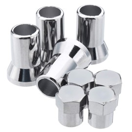 Chrome Hex Dust Caps & Hex Short Stem Covers, Set Of 4