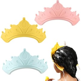WADY 3 Piezas Gorro de Ducha para bebé, Gorro de Ducha para Niños, Gorro de champú en Forma de Corona, Suave y Ajustable, protección de baño para bebé