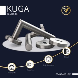 VERAMET Door Handle Set Made of Stainless Steel (Drilling Template and Installation Instructions) | BB - For Room Doors | Door Handles Interior Doors - Door Fitting - Door Handle Set Room Doors