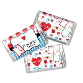 Ready to Call The Shots Nurse Graduation Party Miniature Chocolate Candy Bar Wrappers for Kids, 45 Wrap Around Labels Sized 1.4" x 2.6"