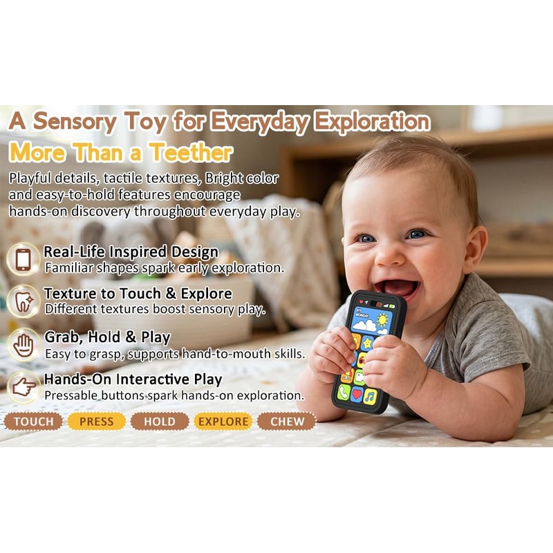 Baby Teething Toys Silicone Baby Phone Teether Over 3 Months