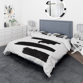 DesignQ Black and White Geometric Company I Mid-Century Modern Duvet Cover Set, Black Duvet Cover Set King, Abstract Bedding Set of 3 Pieces, All Season Mid-Century Modern Bedding Sets King