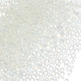 PATIKIL 1-3mm Mini Glass Bubble Beads 200g Tiny Iridescent Beads No Hole Water Droplet Balls for DIY Crafting Nail Art Resin Filler, White