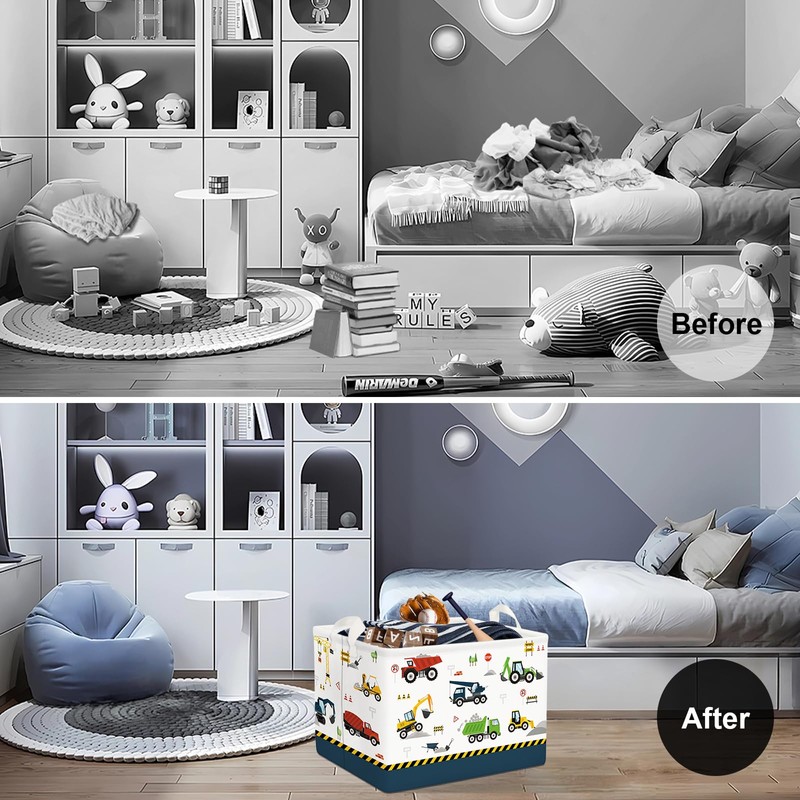 Clastyle Cartoon Construction Truck Shelf Basket Nursery Boy Room Car