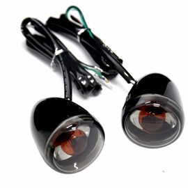 Front Gloss Black Bullet Smoked Turn Signals For Harley 2004-2013 Sportster XL