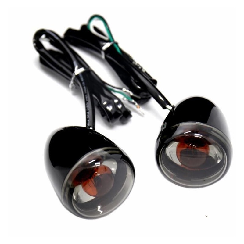 Front Gloss Black Bullet Smoked Turn Signals For Harley 2004-2013