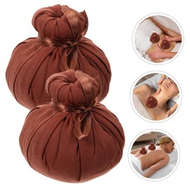BIUDECO 2Pcs Herbal Compress Ball Thai Wormwood Heating Pouch for Body Massage Acupressure and Moxibustion Therapy and Relaxation