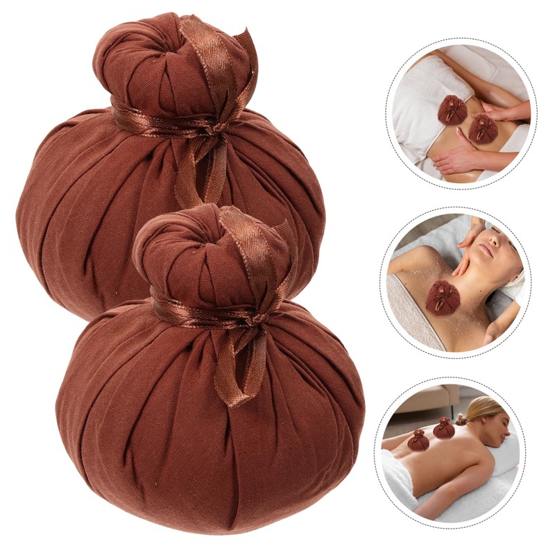 BIUDECO 2Pcs Herbal Compress Ball Thai Wormwood Heating Pouch for