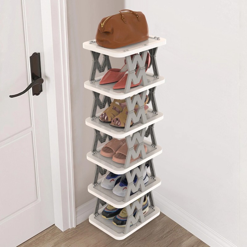 NewHome Small 6 Tier Foldable Corner Narrow Vertical Shoe Rack