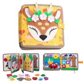 Montessori Toy from 1 Year, Busy Board Early Learning Toy for Boys and Girls, Toy for Early Childhood, Sensory Toy for 1 2 3 4 5 Year Old Boys and Girls (Sika Deer)