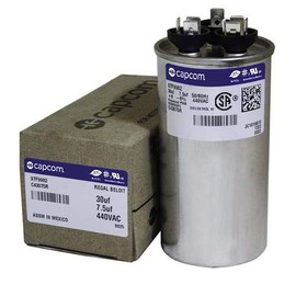 97F9882 30 + 7.5 uf MFD 440 Volt VAC - GE Genteq Replacement Round Run Capacitor by Capcom