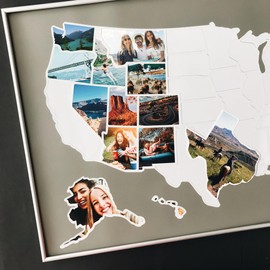 USA Photo Map - 50 States Travel Map - 24 x 36 in - Includes Secure Photo Maker - Easy to Use, Built to Last and Uniquely Yours - Unframed - Gray