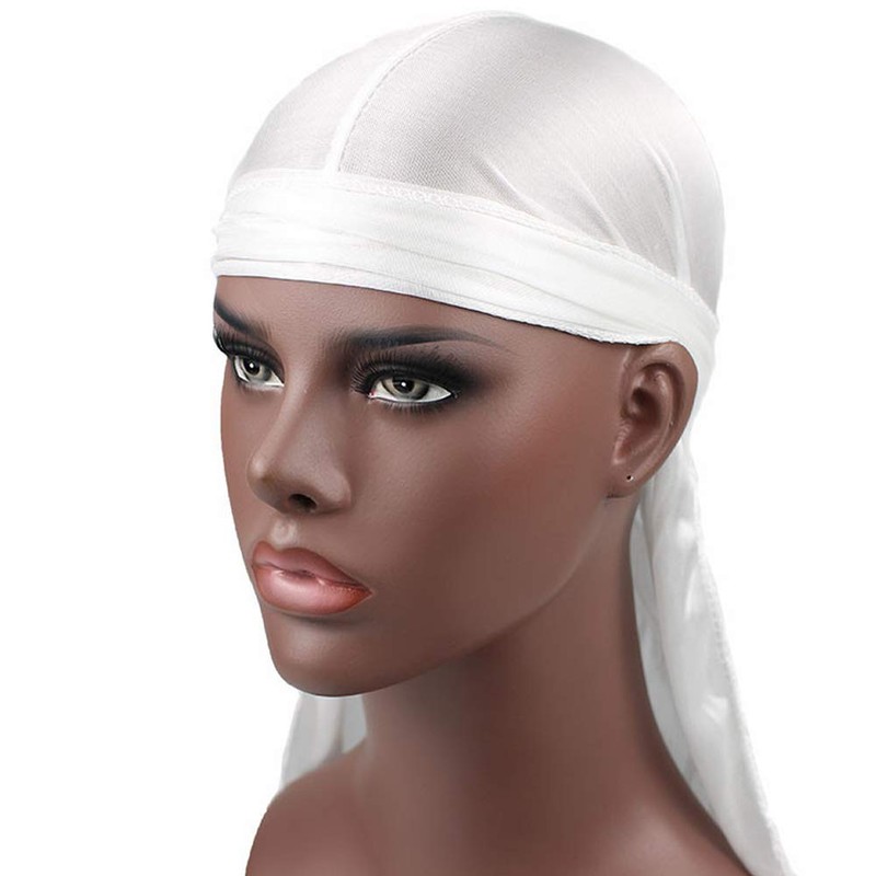 RAGBYB Men Silk Durag Long Straps Bandanas for Men Headwear