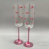 Pink Bow New PINK BOW w/Gem Heart CHAMPAGNE FLUTES Glasses
