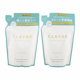 CLAYGE Shampoo & Conditioner Refill Set, Clay-Based Moisture Hair Treatment, 13.5 fl oz / 400ml Each, 2-Pack Eco-Friendly Pouches, Made in Japan