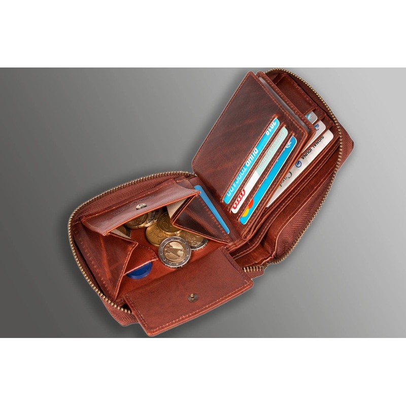 Matador Wallet 6404/A YKK Zip Landscape Format, brown, Vintage
