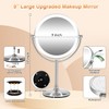 VESAUR 1X15X HD Lighted Makeup Mirror, 9" Large 5000mAh Rechargeable