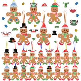 DKINY 24 Pieces Gingerbread Man Craft Set for Children Gingerbread Man Mix & Match Winter Craft Pendant Crafts for Crafts and Decorating Creative Sets Craft in Winter