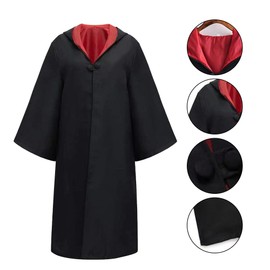 DASIAUTOEM Magician Robe, Gryffindor Cape, Slytherins Cape, Wizard Robe for Adults, with Cape Tie Glasses, Wizard Robe for Carnival Cosplay Costume Fancy Dress Party