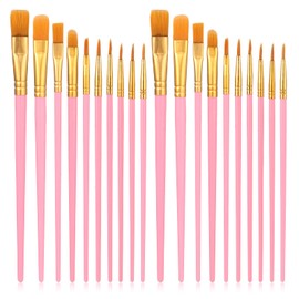 LIQWEI 20 Pcs Paint Brushes Set, Round-Pointed Tip Nylon Hair Artist Acrylic Paint Brushes for Acrylic Painting, Oil, Watercolor, Face Nail Art, Canvas, Miniature Detailing & Rock Painting