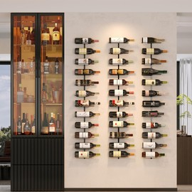 X-cosrack 36 Bottle Wall Mounted Wine Rack, Modular Hanging Wine Rack for DIY Display, Detachable 3 Pack Wine Bottle Holder, Black Metal Storage Rack for Bar, Kitchen, Cellar, Restaurant