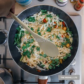 5 x MIDHILL Wooden Oval Spoon for Baking and Cooking, Hand Crafted, Non Stick Friendly Kitchen Essential