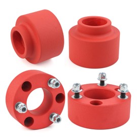 Leveling Lift Kit for 2009-2024 Ram 1500 4WD, 3'' Front Struct Spacers + 2'' Rear Leveling Lift Blocks Kit with Extended Square U-Bolts, Wrinkle Red