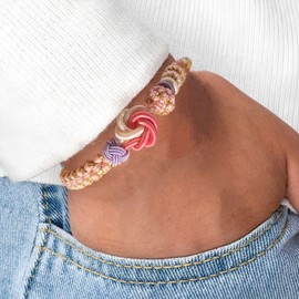 For Granddaughter - A Link That Can Never Be Undone Peach Blossom Knot Bracelet, Granddaughter Bracelet from Grandma Always Be Brave And Be Strong Adjustable Braided Bracelets for Women Jewelry(Pink A)