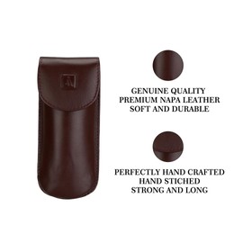 Adamis Full Grain Genuine Leather Spectacles Removable Hard Shell Case and Soft Pouch for Men and Women Flexible And Durable For Sunglass Eyeglass And Reading Glass Holder compact size, Wine