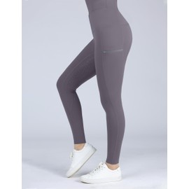 Harrison Howard Full-Seat Silicone Riding Breeches with Embroidery on Side Pockets Secure Zipper High Waist Riding Tights Grey M