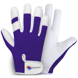TRENDYDOT Gardening Gloves for Women/Men - Thorn Proof Garden Gloves - Ladies Working Gloves - Breathable Safety Work Gloves - Gardening Gifts, Leather Mechanic Gloves, Garden Tools (Large, Purple)
