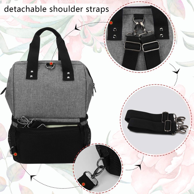 (Breast Pump Backpack, Gray) - Luxja Breast Pump Bag with
