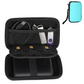 GARRULAX Gadget Case Waterproof Double Layers All-in-One Designed for External Hard Drive,USB Flash Drives,SD Card,Power Banks with Hand Strap (Blue)