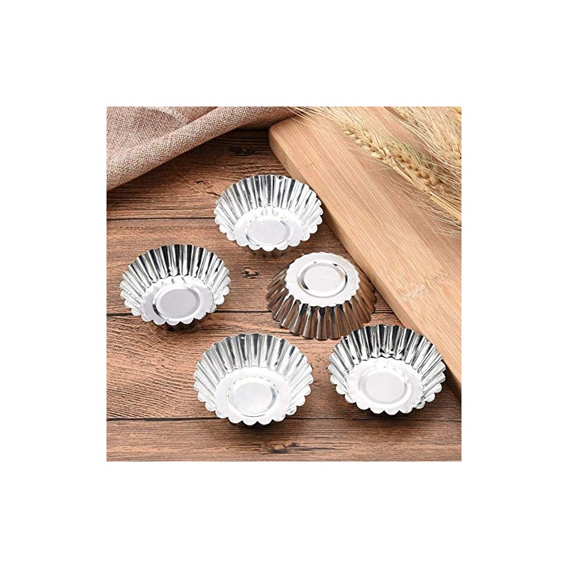 KDDOM 10 Pcs Stainless Steel Mini Tart/Pie Pans Reusable Tartlet
