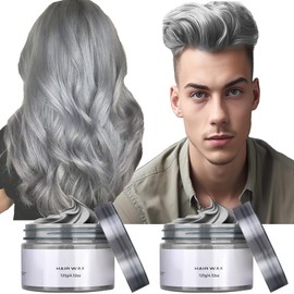 Temporary Silver Gray Hair Spray Color, Luxury Coloring Mud Grey Hair Dye Wax, Washable Treatment with All Day Hold. Non-Greasy Matte Hairstyle Ash for Party, Cosplay, Christmas (2pc, Gray)