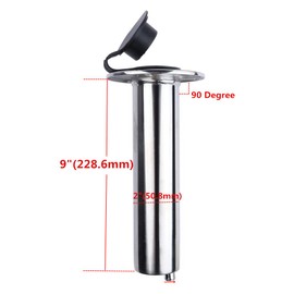 Heavy Duty 90 Degree Flush Mount Fishing Rod Holder with Drain,PVC Cap and Inner Tube,Casting Flange,Stainless Steel Polished