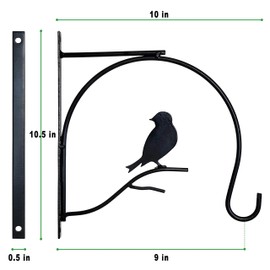 BRAVE SNAIL Hanging Plant Bracket 10 Inch 2 Pack Metal Iron Wall Hooks Decorative for Bird Feeders Plant Hanger Wind Chime Lanterns Indoor Outdoor, Black