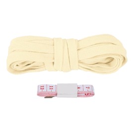 PATIKIL Flat Drawstring Cord 10mm x 5 Yd, Draw String Replacement Flat Rope Soft Cotton Hoodie String Cords Roll with Ruler for Sweatpants Shorts Pants Strap Garment, Cream